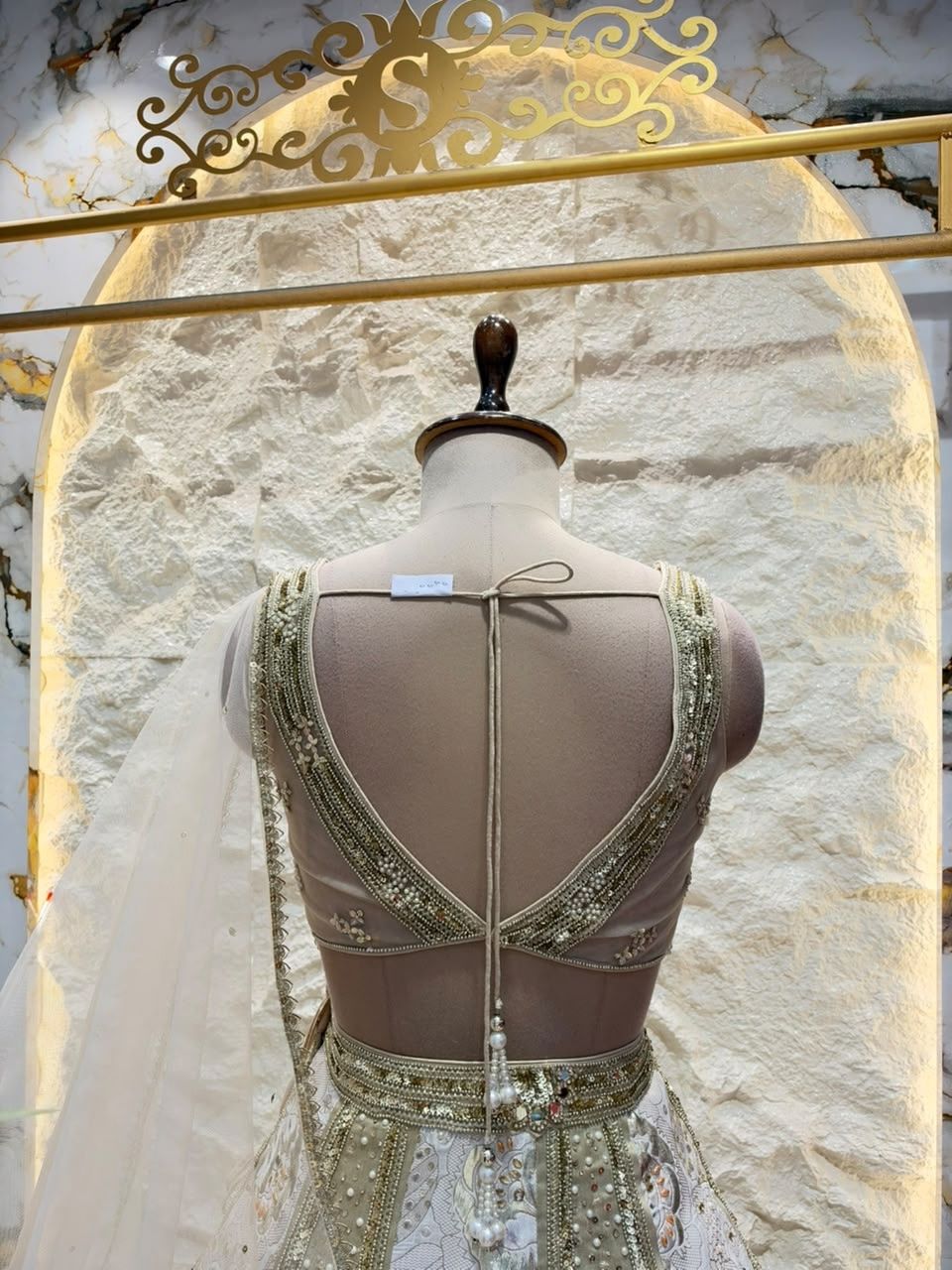 "IVORY AND MIRRORWORK EMBROIDERED LEHENGA"
