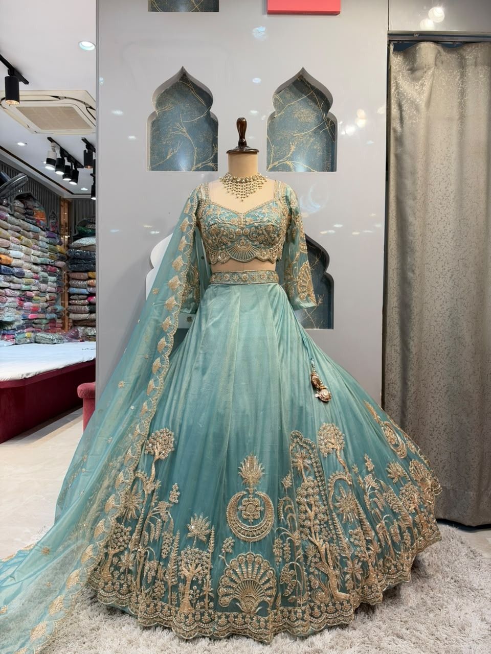 "ELEGANT TEAL BLUE LEHENGA"