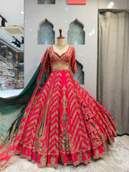 "RANI PINK HERITAGE EMBROIDERED LEHENGA"