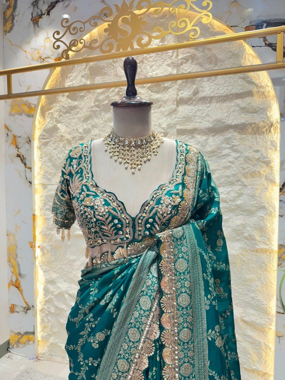 "TEAL MAJESTY DESIGNER SAREE"