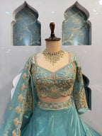 "ELEGANT TEAL BLUE LEHENGA"