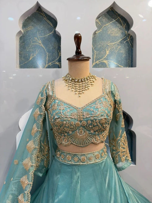 "ELEGANT TEAL BLUE LEHENGA"