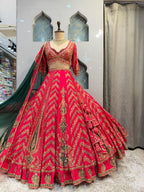 "RANI PINK HERITAGE EMBROIDERED LEHENGA"