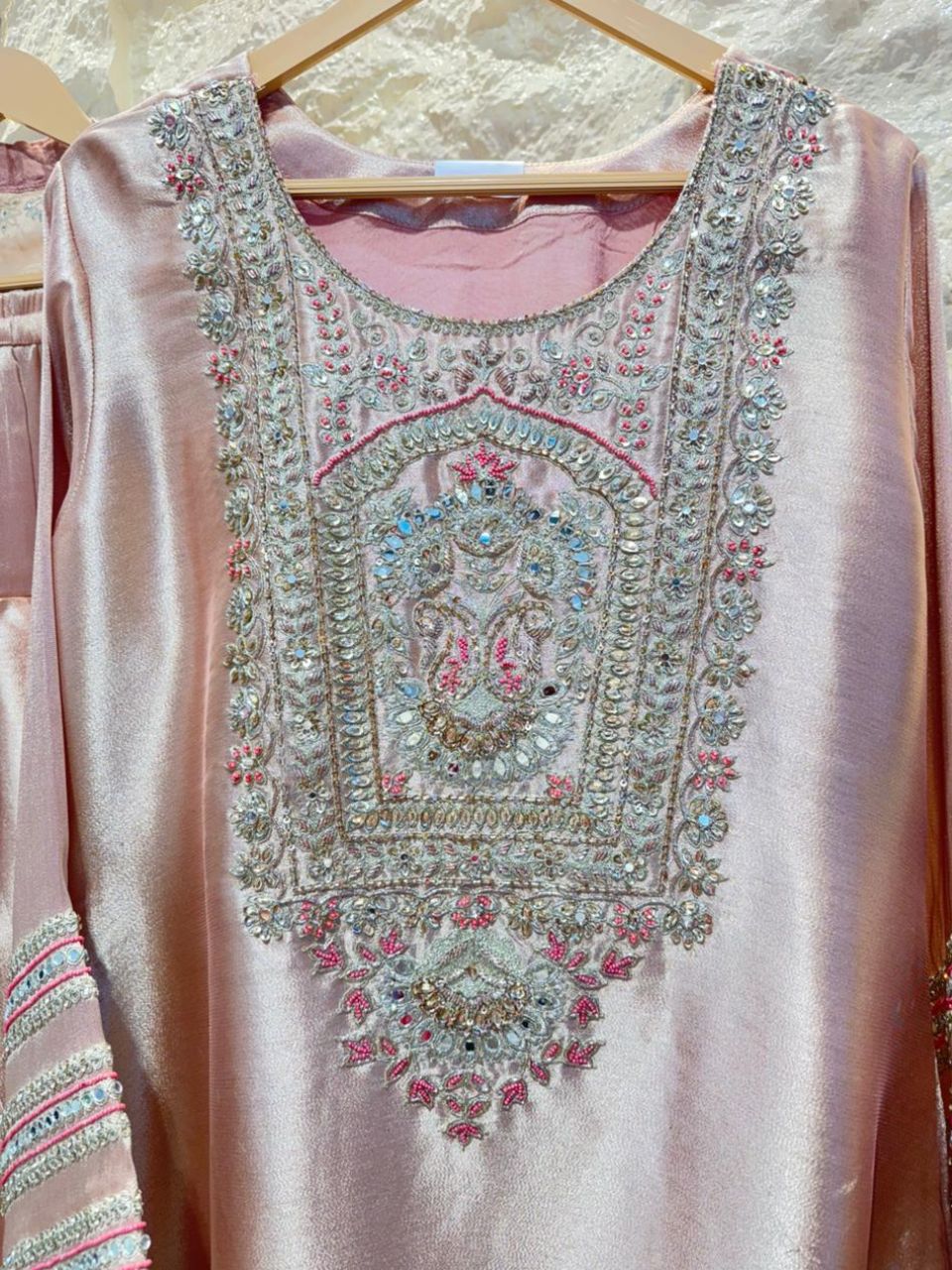 "ROSE DUST REGAL EMBROIDERED SUIT"