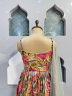 "SAGE GREEN FLORAL PEPLUM INDO-WESTERN"