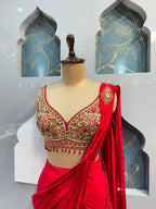 "CRIMSON ROYALE DRAPE SAREE"