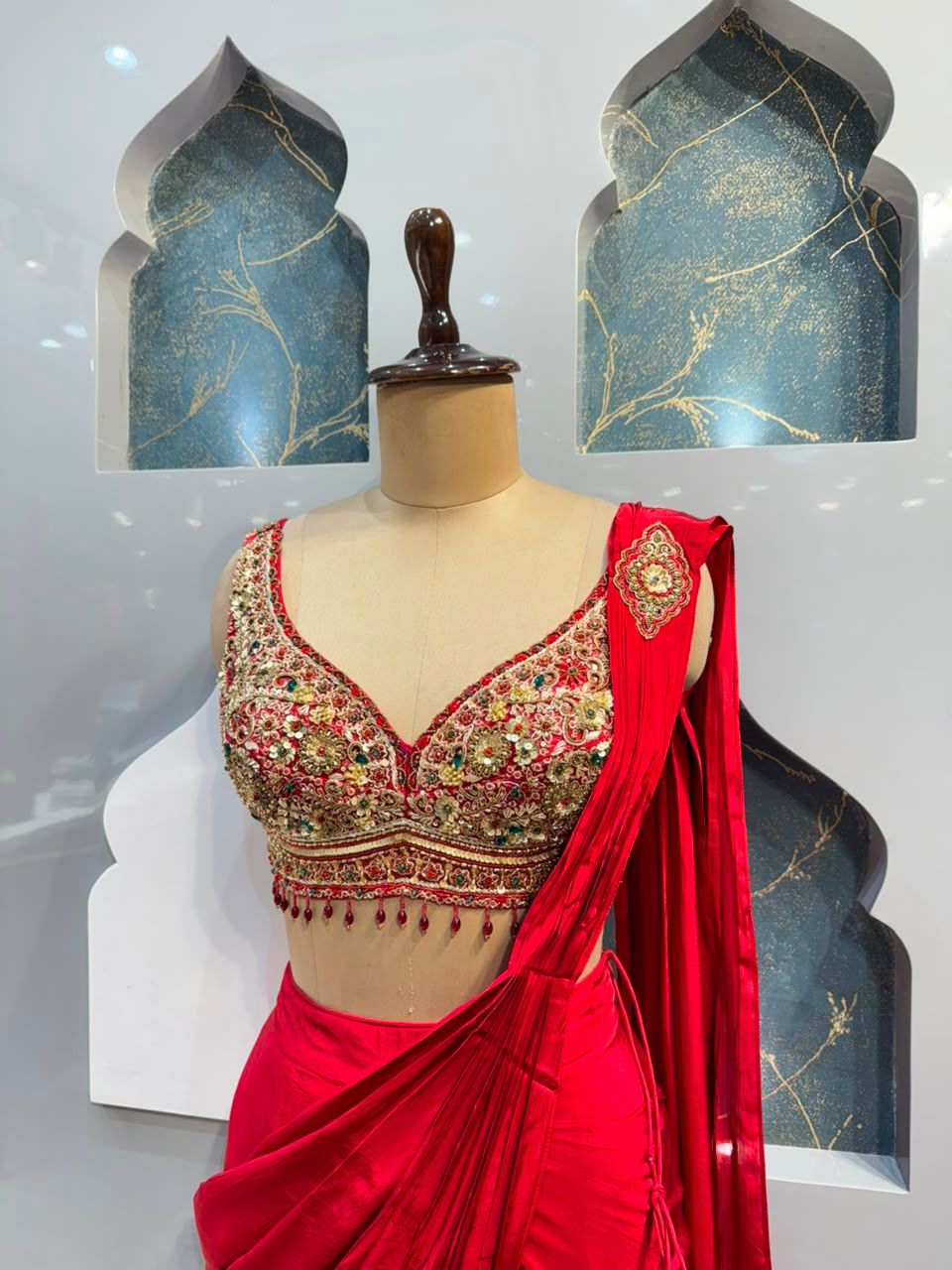 "CRIMSON ROYALE DRAPE SAREE"