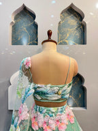 "MINT BLOSSOM 3D FLORAL EMBROIDERED LEHENGA"