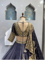 "MIDNIGHT BLUE AND GOLD REGAL EMBROIDERED LEHENGA"