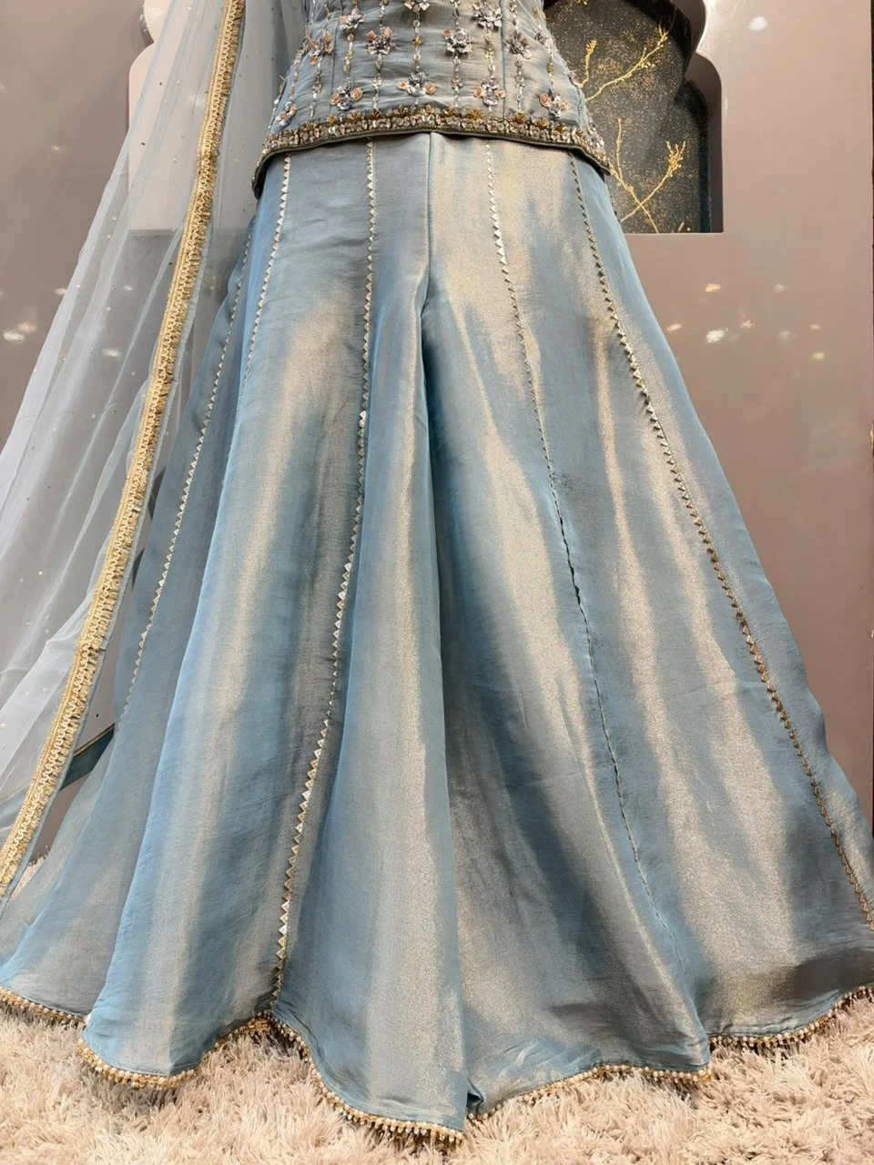 "ELEGANT SKY BLUE INDO-WESTERN"