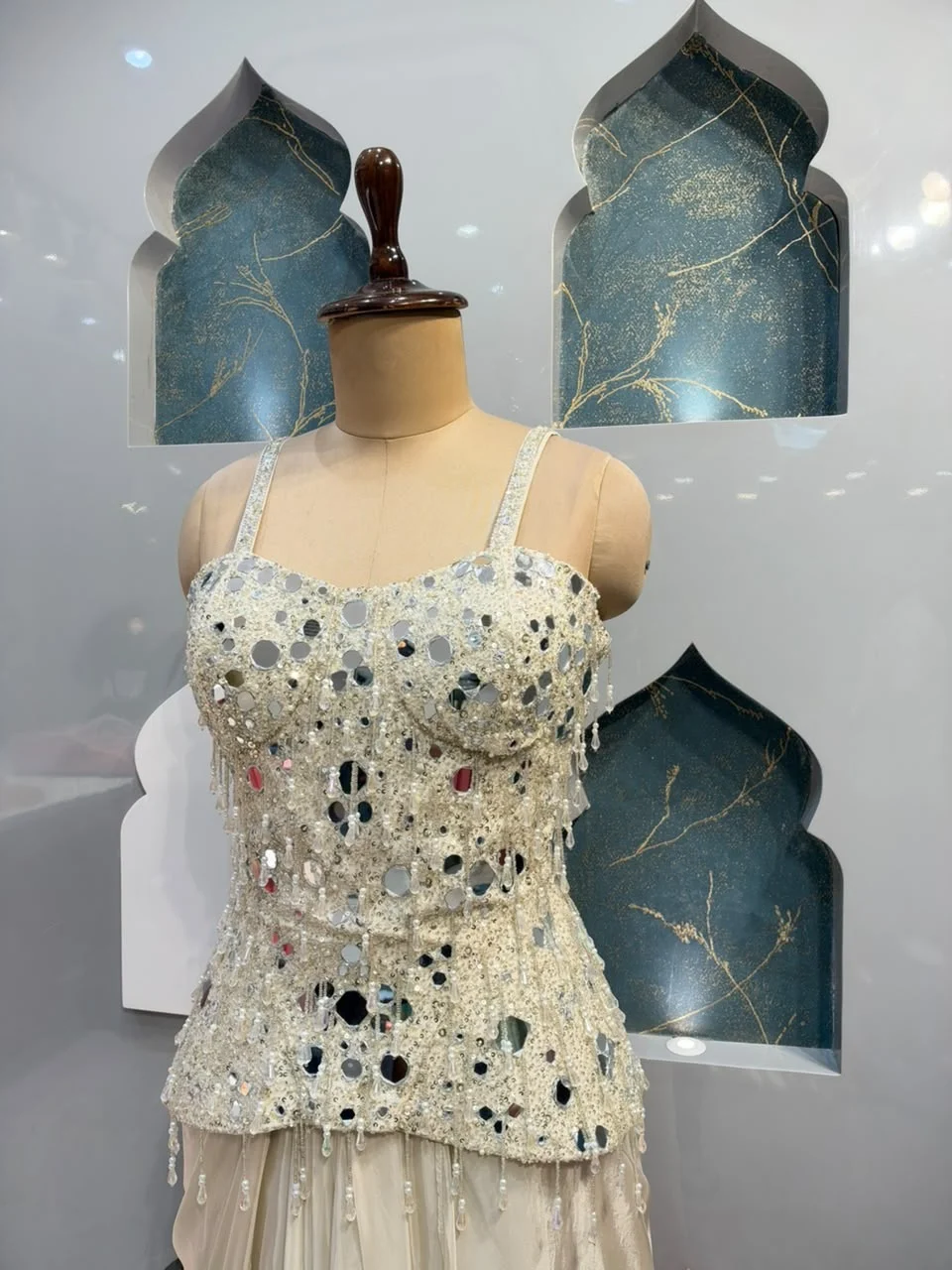 "IVORY MIRRORWORK GLAM INDO-WESTERN"