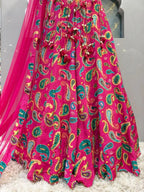 "HOT PINK PAISLEY EMBROIDERED INDO-WESTERN"