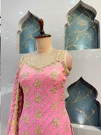 "BLUSH PINK ZARI EMBROIDERED GARARA"