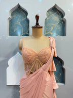 "BLUSH ROSE DRAPE SAREE"