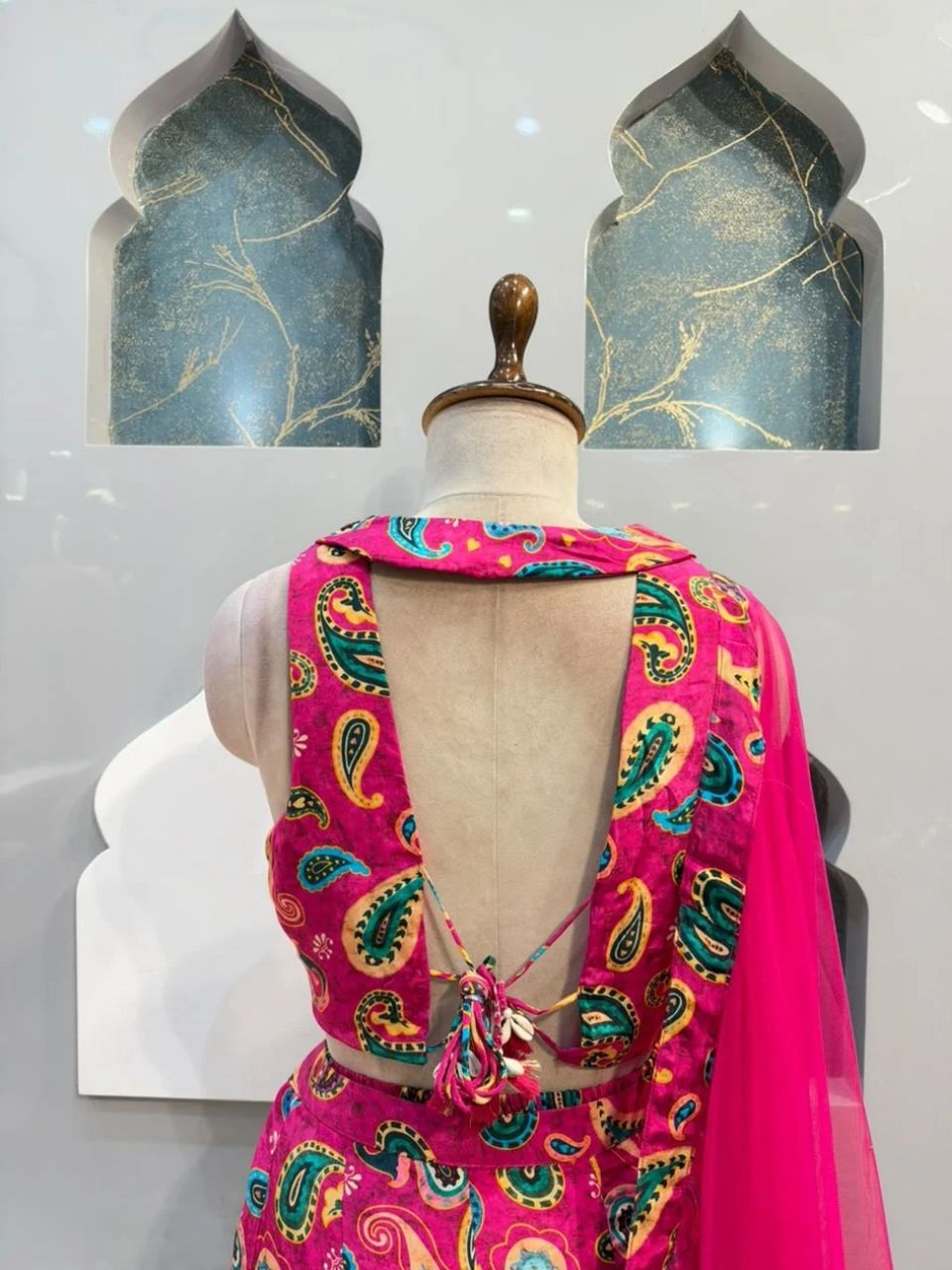 "HOT PINK PAISLEY EMBROIDERED INDO-WESTERN"
