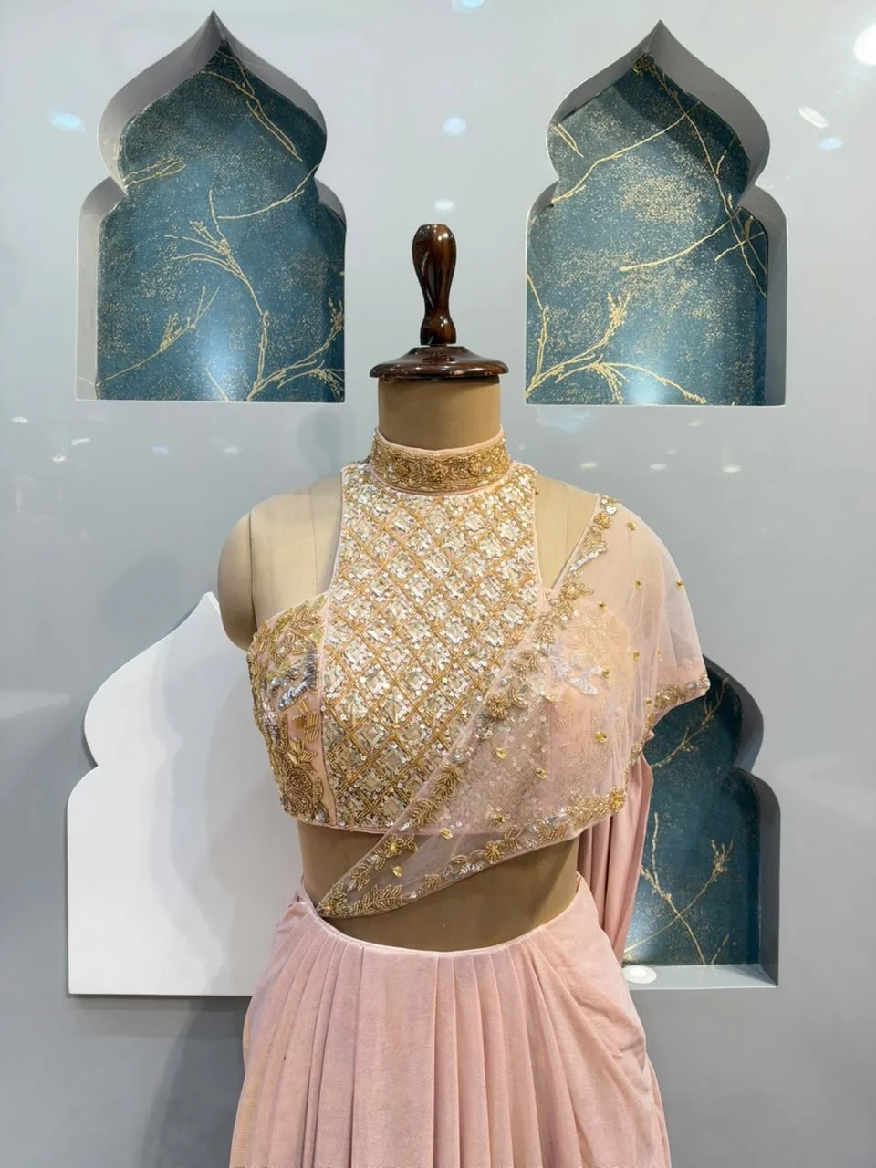 "BLUSH PINK DRAPED INDO-WESTERN"