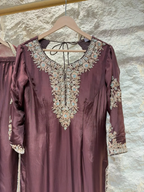 "ELEGANT WINE EMBROIDERED SUIT"