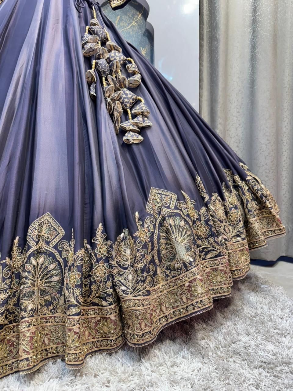 "MIDNIGHT BLUE AND GOLD REGAL EMBROIDERED LEHENGA"