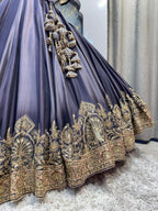 "MIDNIGHT BLUE AND GOLD REGAL EMBROIDERED LEHENGA"