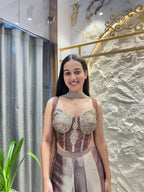 "CHAMPAGNE MAUVE GLAM INDO WESTERN"