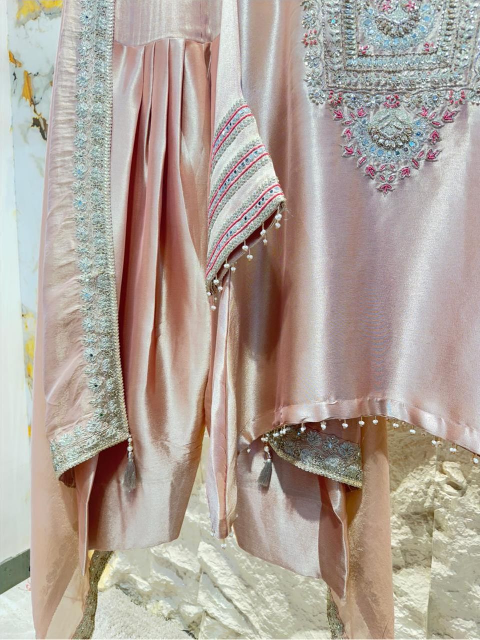"ROSE DUST REGAL EMBROIDERED SUIT"