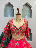 "RANI PINK HERITAGE EMBROIDERED LEHENGA"