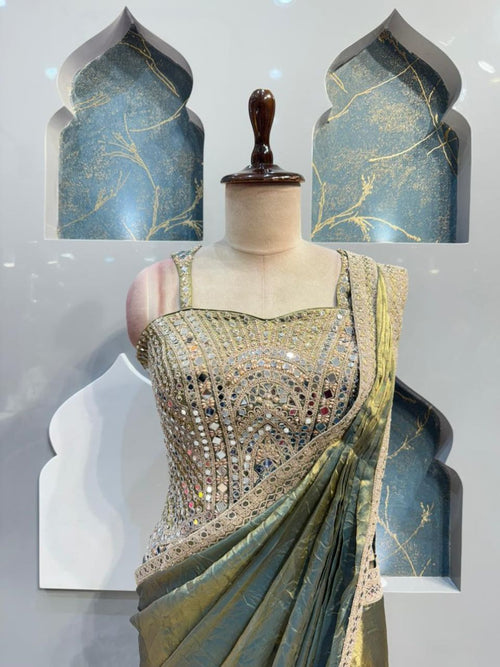 "OLIVE ROYALE DESIGNER DRAPE SAREE"