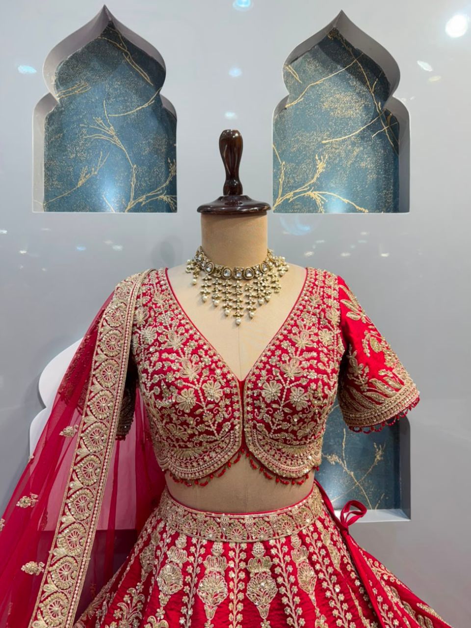 "RUBY RED DESIGNER LEHENGA"