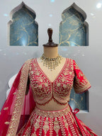 "RUBY RED DESIGNER LEHENGA"