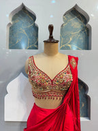 "CRIMSON ROYALE DRAPE SAREE"