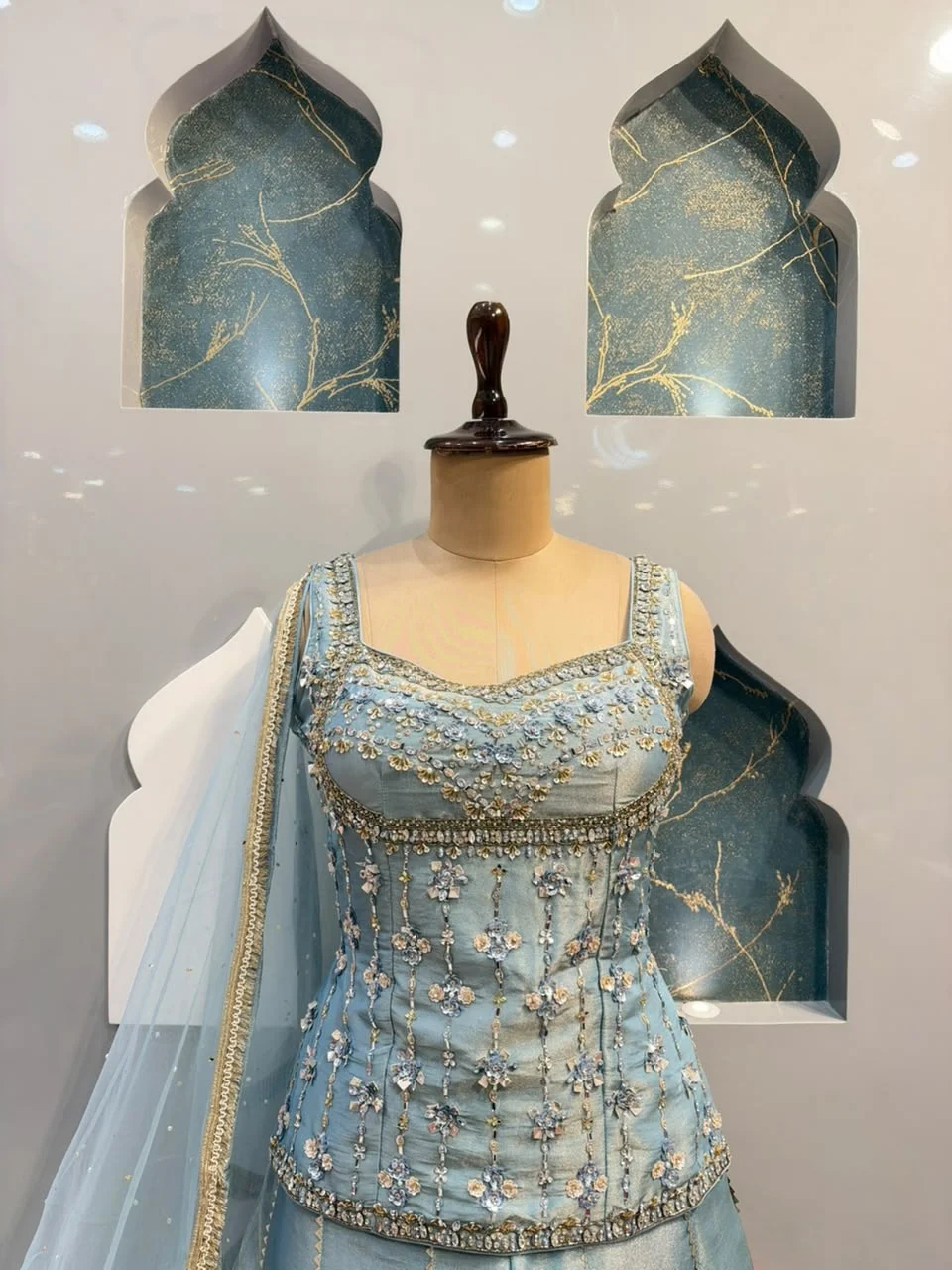 "ELEGANT SKY BLUE INDO-WESTERN"