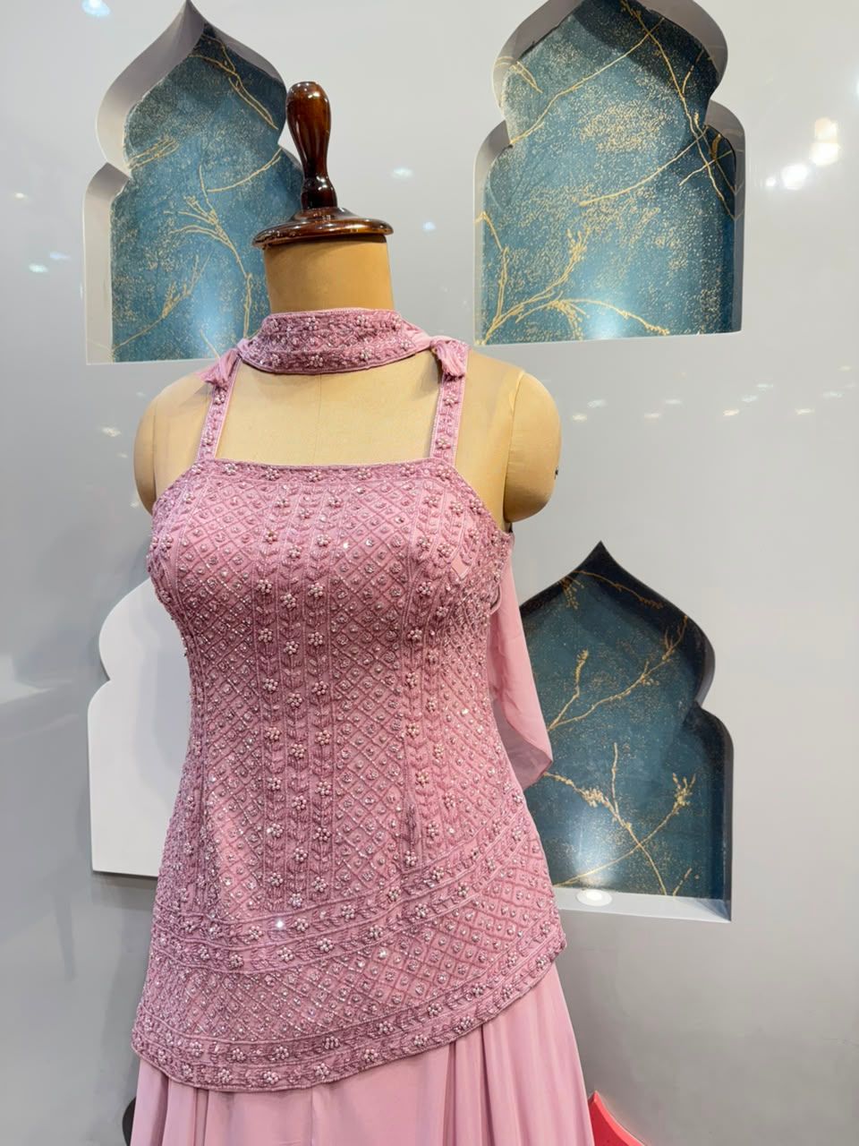 "BLUSH ROSE DRAPE INDO-WESTERN"