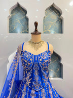 "ROYAL BLUE REGAL EMBROIDERED LEHENGA"