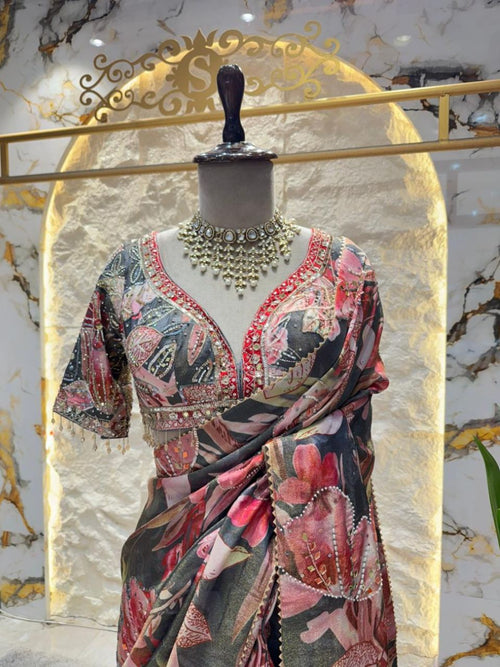 "MIDNIGHT BLOOM SAREE"