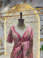 "BLUSH BLOOM EMBROIDERED SAREE"