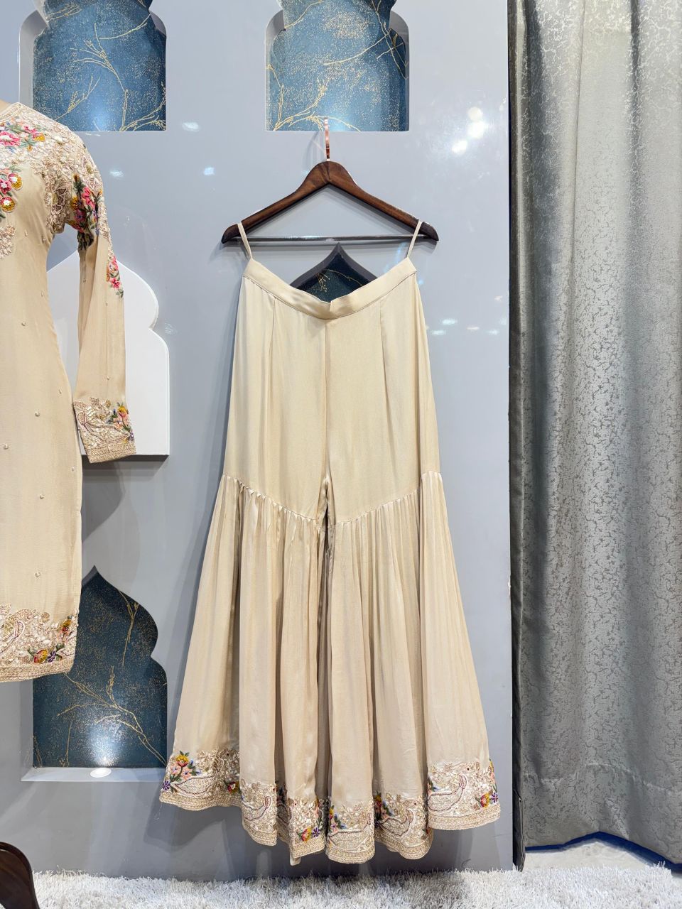 "IVORY BLOSSOM EMBROIDERED SHARARA"