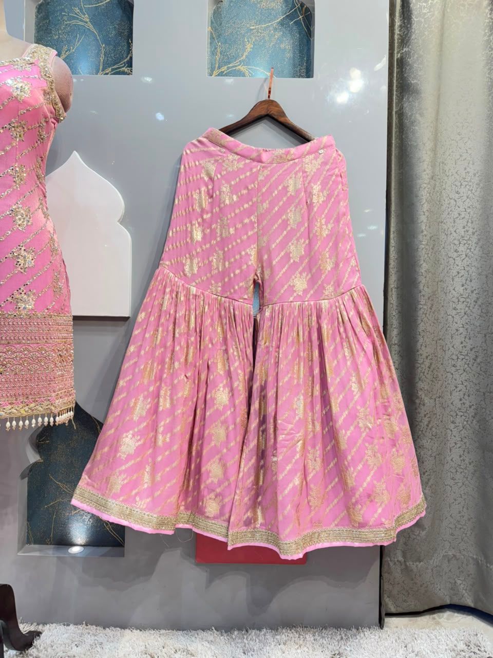 "BLUSH PINK ZARI EMBROIDERED GARARA"