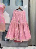 "BLUSH PINK ZARI EMBROIDERED GARARA"
