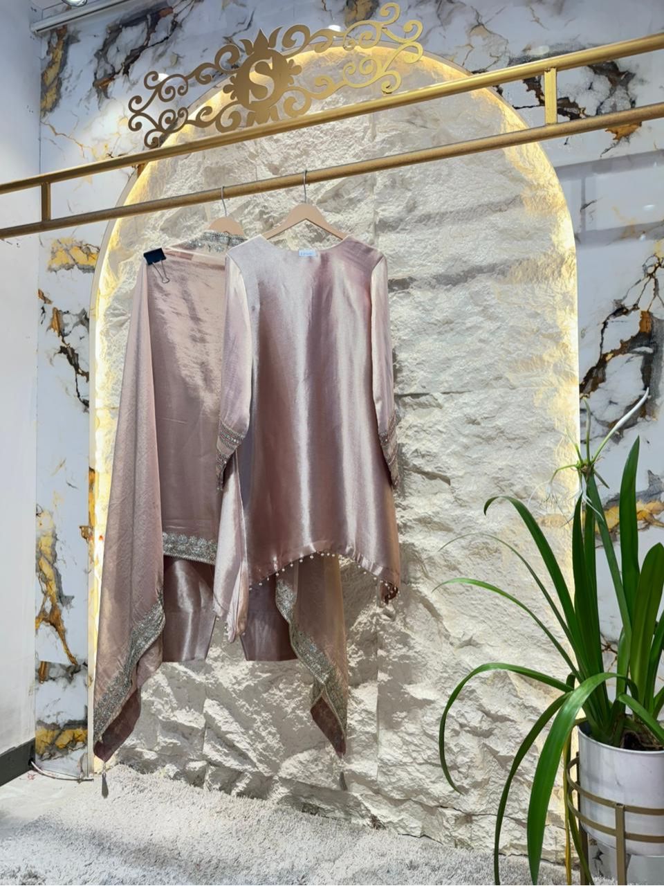 "ROSE DUST REGAL EMBROIDERED SUIT"