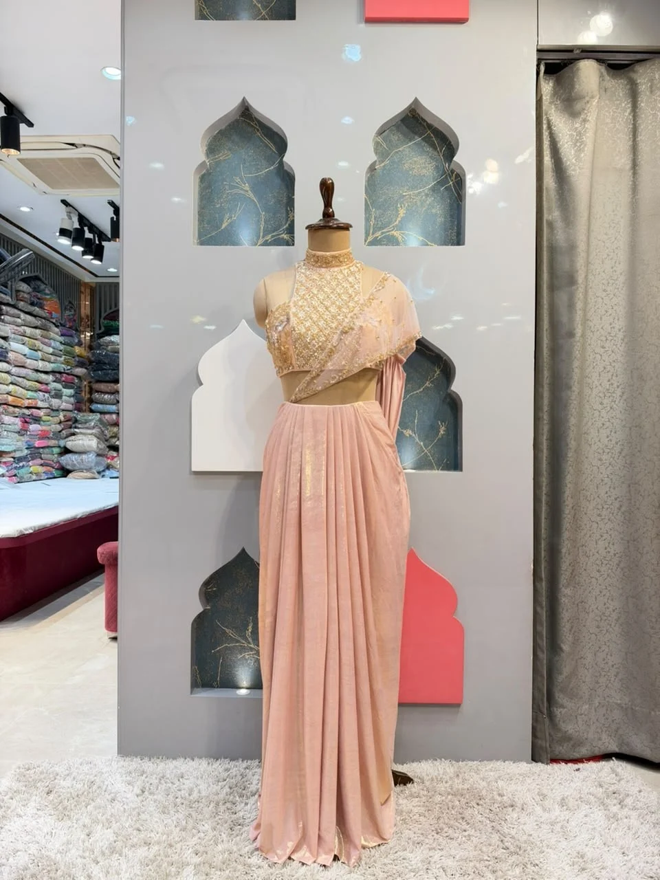 "BLUSH PINK DRAPED INDO-WESTERN"
