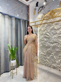 " CHAMPAGNE GLOW DRAPE SAREE"
