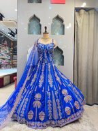 "ROYAL BLUE REGAL EMBROIDERED LEHENGA"