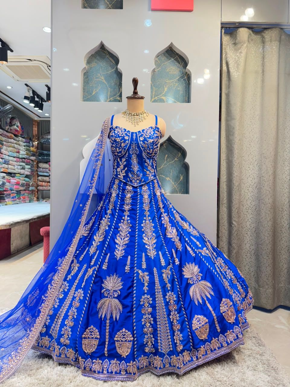 "ROYAL BLUE REGAL EMBROIDERED LEHENGA"