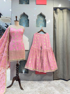 "BLUSH PINK ZARI EMBROIDERED GARARA"