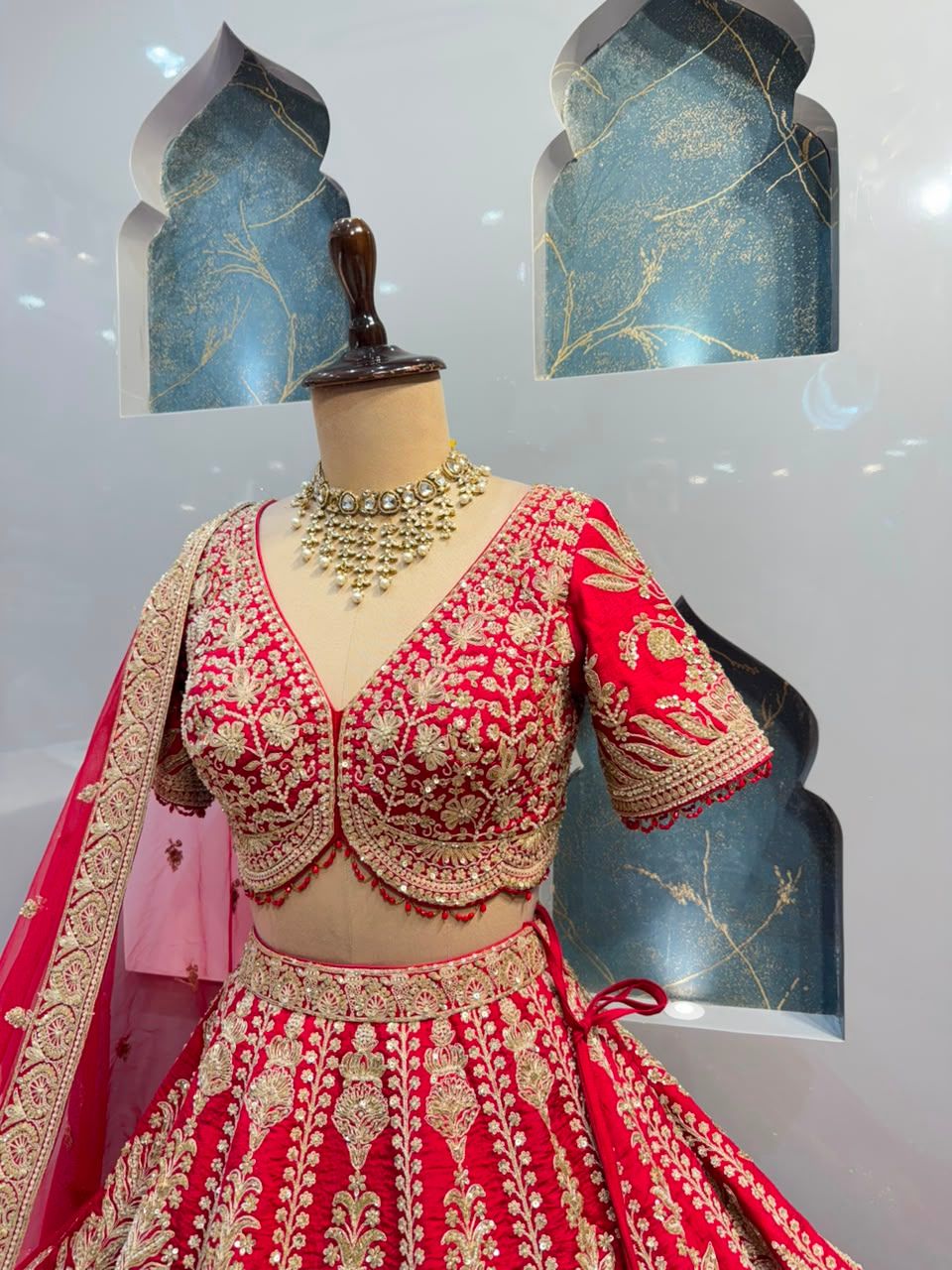 "RUBY RED DESIGNER LEHENGA"