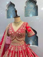 "RUBY RED DESIGNER LEHENGA"