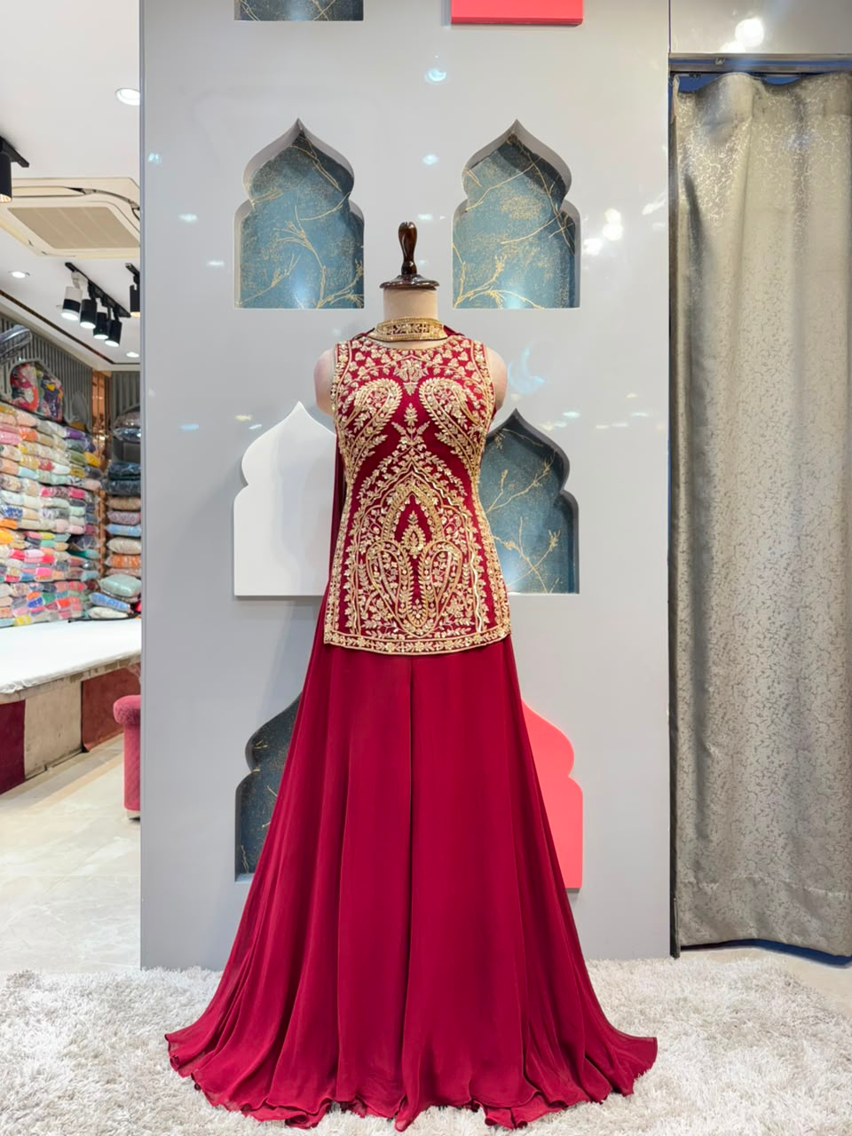 "BURGANDY MUGHAL ROYALE SHARARA"