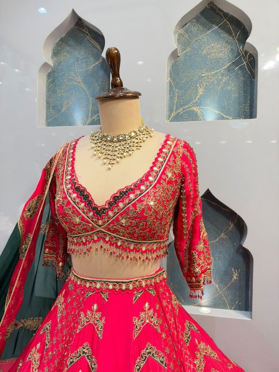 "RANI PINK HERITAGE EMBROIDERED LEHENGA"