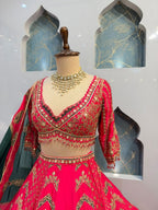 "RANI PINK HERITAGE EMBROIDERED LEHENGA"