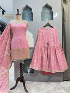 "BLUSH PINK ZARI EMBROIDERED GARARA"